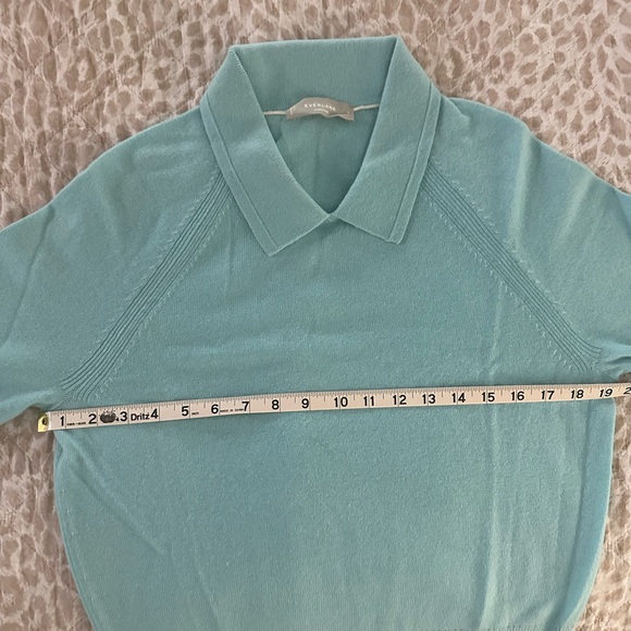 :::Everlane Tiffany Blue :: 100% Cashmere Sweater with Collar::: - Picture 7 of 8